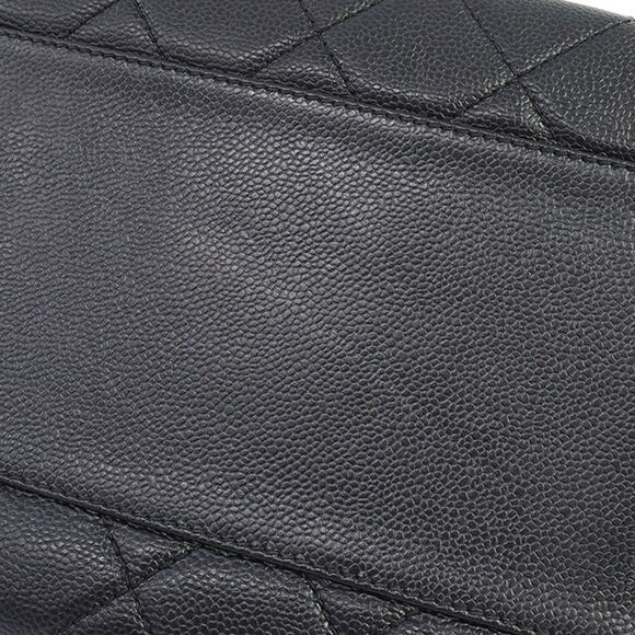 Authentic CHANEL CC Logo Caviar Quilted Duffle Travel Bag Boston Bag Bowler - Picture 6 of 12